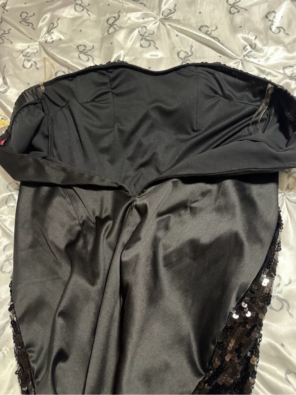 Magnolia Black Sequin Strapless Mini Dress with Hot Pink Lightning - Picture 3 of 5